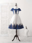 White Tulle Lace Applique Short Prom Dress, Tulle Homecoming Dresses