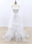 White Tulle Lace Appliques Cap Sleeve Wedding Dress