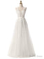 White Tulle Lace Backless Bridesmaid Dresses
