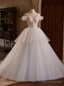 White Tulle Lace Spaghetti Straps Beading Wedding Dresses