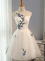 White Tulle Lovely Graduation Dress , Cute Knee Length Prom Dresses
