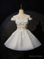 White Tulle Off the Shoulder Appliques Homecoming Dresses