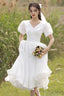 White Organza Short Prom Dress, A Line Short Wedding Dresses