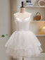 White Tulle Short Prom Dress, Cute White Puffy Homecoming Dresses