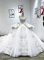 White Tulle Spaghetti Straps 3D Appliques Wedding Dresses