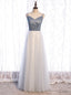 White Tulle Spaghetti Straps Prom Dresses