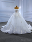 White Tulle Straps 3D Flower Wedding Dresses