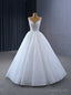 White Tulle V-neck Beading Wedding Dress
