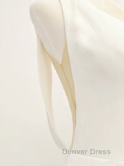 White v neck long prom Dresses, white evening Dresses