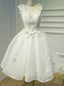 White V Neck Organza Homecoming Dresses