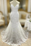 Wholesale Trumpet Mermaid V Neck Sleeveless Lace Applique Sweep Brush Train Wedding Dresses