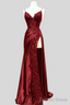 Wine Red Appliques Mermaid Long Prom Dresses