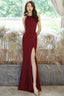 Wine Red Halter Long Spandex Long Formal Dress, Dark Red Evening Gown