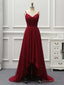 Wine Red High Low Sweetheart Simple Tulle Prom Dress, High Low Homecoming Dresses