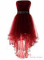 Wine Red Lovely High Low Tulle Homecoming Dress, Cute Prom Dresses