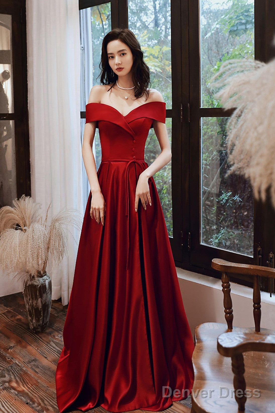 Wine Red Satin Off Shoulder Long Prom Dress With Leg Slit, Wine Red Pr Denver Dress Wine Red Satin Off Shoulder Long Prom Dress With Leg Slit, Wine Red Pr Denver Dress