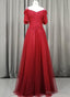 Wine Red Tulle Long Prom Dress, Handmade Prom Dresses