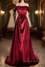 Wine Red Velvet Floor Length Long Prom Dress, A-Line Velvet Bridesmaid Dresses