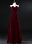 Wine Red Velvet Floor Length Long Prom Dress, Dark Red Prom Dresses