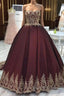 Wine Red Wedding Dress,Burgundy Wedding Gown Prom Dresses