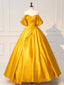 Yellow Off Shoulder Satin Long Prom Dress, Yellow Long Evening Dress