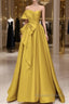 Yellow Satin Long Prom Dress, Yellow Prom Dresses