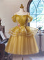 Yellow Sequins Tulle Spahghetti Straps Homecoming Dresses