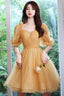 Yellow Short Tulle Prom Dress, A-Line Off The Shoulder Homecoming Dresses