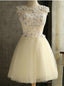 Yellow Tulle Appliques Homecoming Dresses