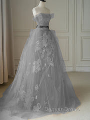 Yellow tulle lace long prom Dresses, yellow tulle formal Dresses