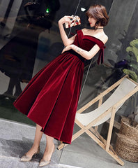 Burgundy Short Prom Dress, Burgundy Evening Dress