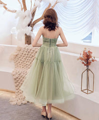 Simple Green Tulle Short Prom Dress, Green Tulle Homecoming Dress