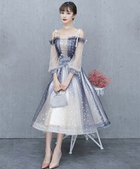 Cute Blue Tulle Short Prom Dress, Blue Tulle Formal Dress