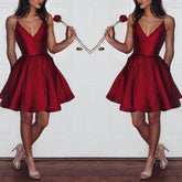 Burgundy 2023 Short Cute Simple Spaghetti Straps Homecoming Dresses
