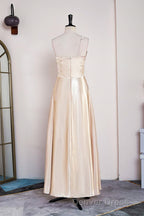 Champagne One Shoulder A-line Satin Tea Length Bridesmaid Dresses