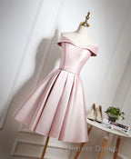 Cute Pink A Line Short Prom Dresses, Pink Evening Dresses