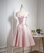 Cute Pink A Line Short Prom Dresses, Pink Evening Dresses