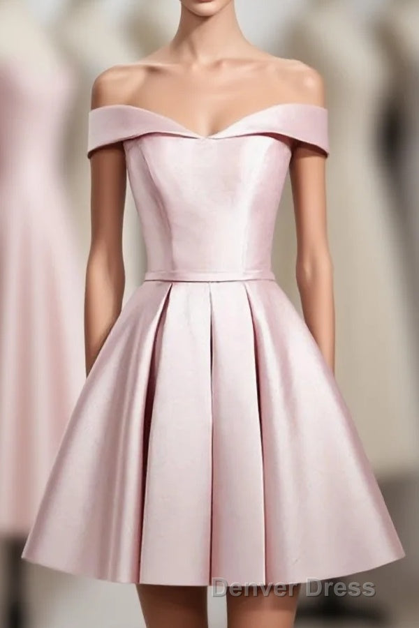 Cute Pink A Line Short Prom Dresses, Pink Evening Dresses Main image