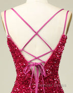 Sparkly Sequin Double Spaghetti Straps Tight Homecoming Dresses