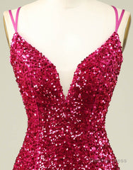 Sparkly Sequin Double Spaghetti Straps Tight Homecoming Dress