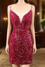 Sparkly Sequin Double Spaghetti Straps Tight Homecoming Dresses