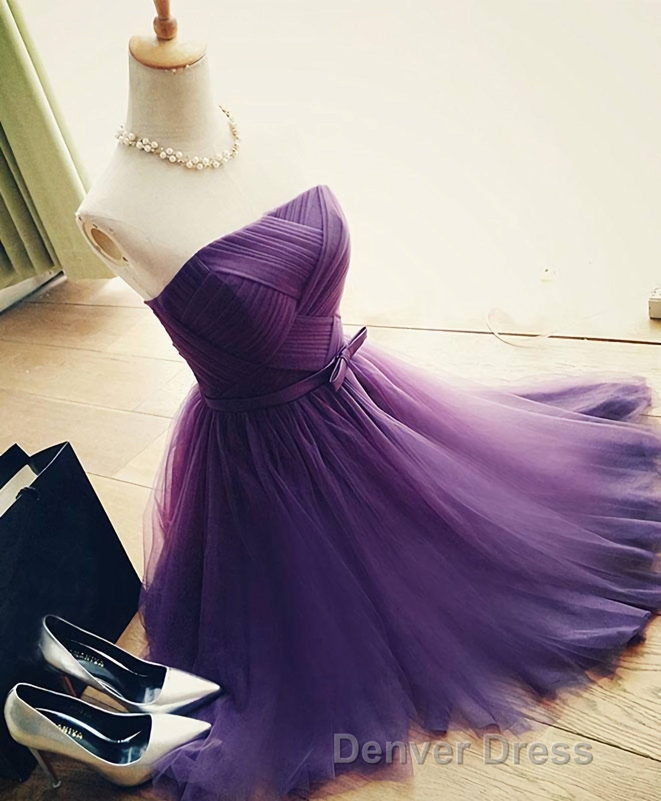 Cute A Line Tulle Short Prom Dresses, Bridesmaid Dresses Secondary image