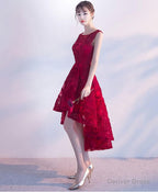 Burgundy High Low Short Prom Dress, Homecomig Dresses