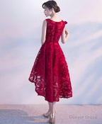 Burgundy High Low Short Prom Dress, Homecomig Dresses