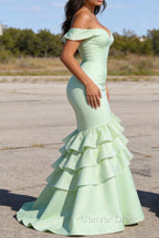 Sage Green Prom Dress Ruffled Long Prom Dresses Corset