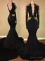 2025 Charming Long Sleeve Black V-neck Prom Dresses