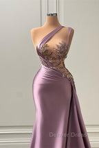 Sexy Purple Mermaid One-Shoulder Prom Dresses