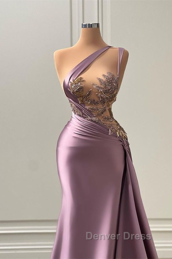 Sexy Purple Mermaid One Shoulder Prom Dresses Secondary image