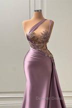 Sexy Purple Mermaid One Shoulder Prom Dresses