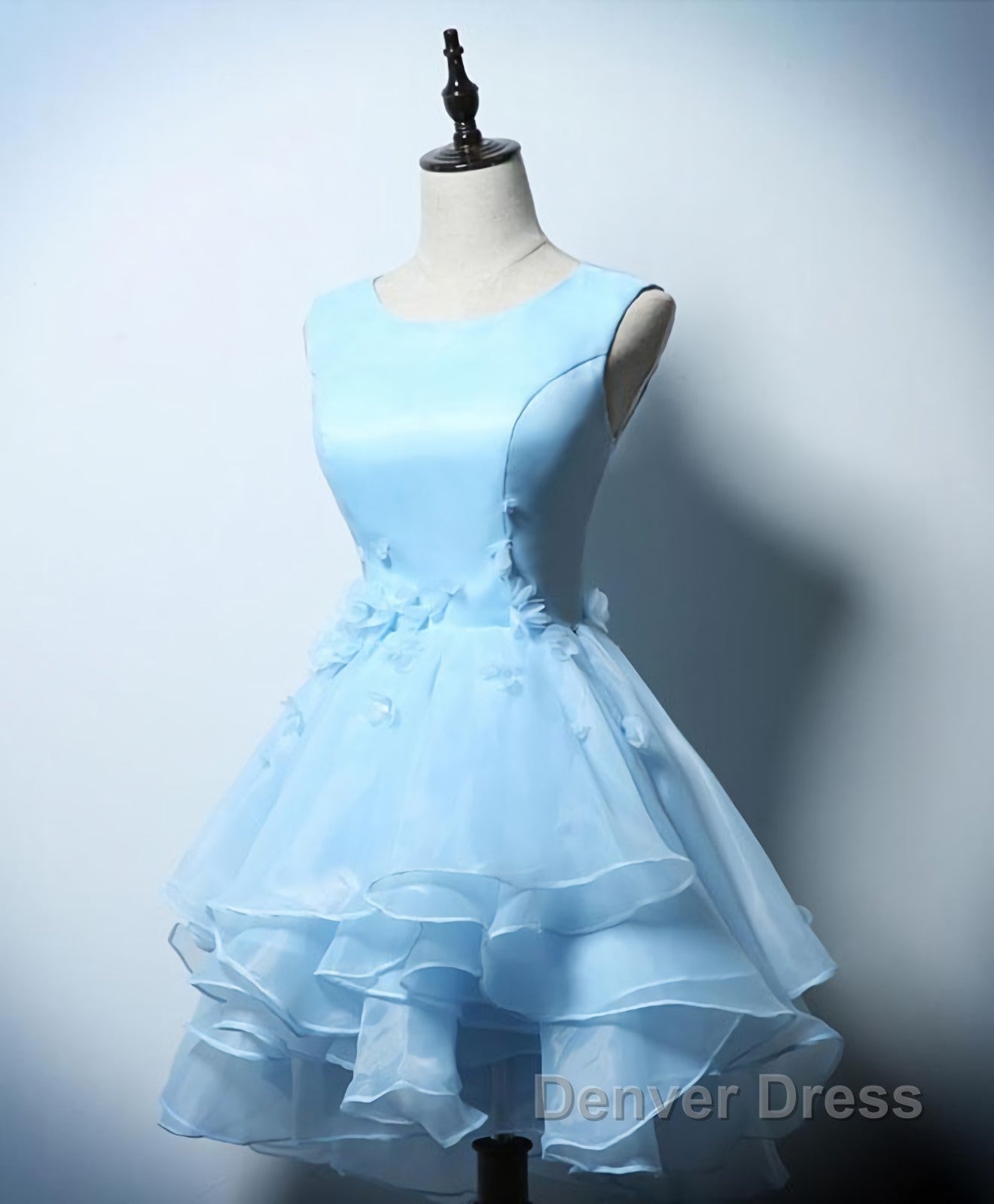 Cute Blue A Line Short Prom Dresses, Blue Evening Dresses Secondary image